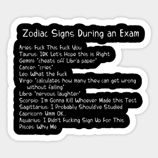 A Zodiac Sign Test: Zodiac During an Exam Sticker